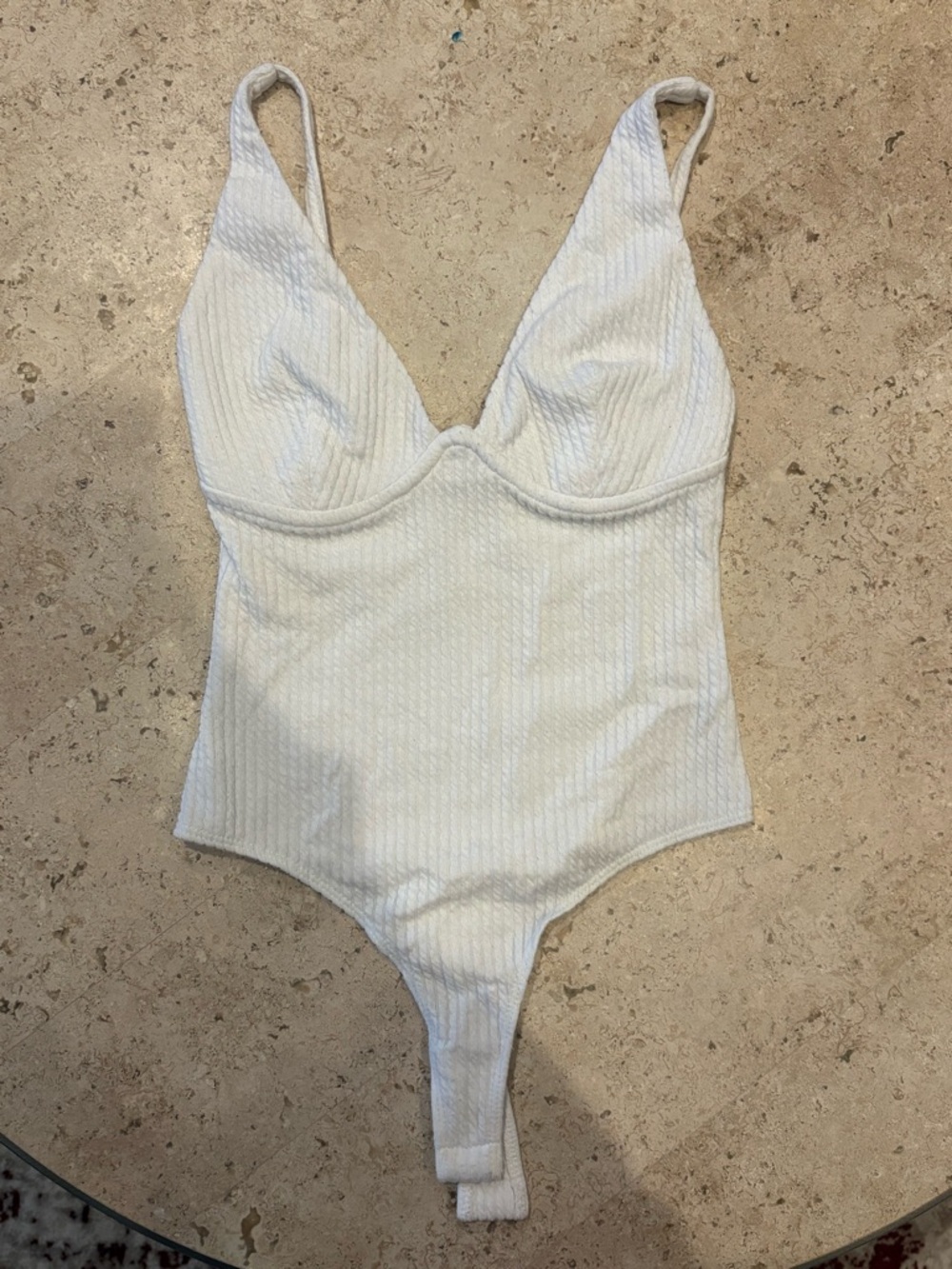 Women’s White Ribbed Bodysuit